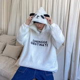 Deeptown Kawaii Hoodie Women Winter Fashion Warm Thicken Cute Hoodies Women Long Sleeve White Casual Loose Embroidery