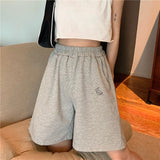 Women Pattern Embroidery Lovely Loose Casual Elastic Waist Daily Harajuku Korean Style Womens Knee-length Workout