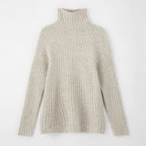 Solid Turtleneck Sweater Women Striped Casual Pullover Sweater Female Batwing Long Sleeve All Match Ladies Tunic