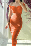 Women Sexy Bodycon Draped Solid Color Long Dress Elegant Backless One Off Shoulder Casual Party Club Corset