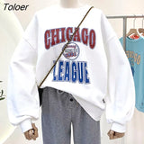 Streetwear Sweet Girl Dark Gray Sweatshirt Letter Printed O-neck Oversized Casual Tops Korean Fashion Clothes for