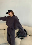 2022 Spring Women Hoodies Sweatshirt Tracksuit Fleece Cotton 2 Pieces Sets Pants