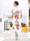 Women's New Printed Dress Elegant T-Shirt With Flip-Flops