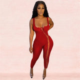 Bodycon Jumpsuits Women Summer 2021 Sleeveless Hollow Out Fitness One Piece Outfits Black Casual Bandage Jumpsuit
