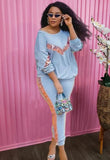 Sexy Sequins Long Sleeve Top And Pant 2 Piece