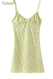 Sau beauty New Casual Chic Floral Print Sling Mini Dress Women Holiday Bow V-neck Dress Summer Sexy Backless Ladies