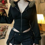 Wind Hair Stranding Zip Coat Hottie Autumn And Winter Slim Slim Irregular