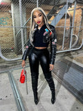 Fall Baseball Black Pink Jackets For Women 2022 Casual Crop Tops Jacket Coats Casual Varsity Bomber Jackets Top