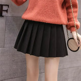 Korean Fashion Wool Plaid Skirt Harajuku All-match A-Line High Waist School Pleated Skirt Preppy Sweet Kawaii Mini