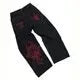 Year's New Skeleton Embroidered Jeans For Men's Casual Street Style Korean Version Of The Trend Is Loose-Outfit