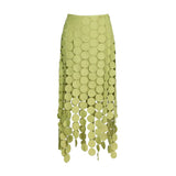 Summer Irregular Hem Skirt For Women High Waist A Line Tassels Hem Midi Solid Skirts Female Clothing Fashion