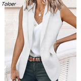 for Women Single Button Lapel Collar Vest Blazer Sexy Sleeveless Summer Autumn All-Match Daily Club