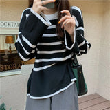 Renovation Striped Sweater Women's New Retro Mini-Designed Knitted T-Shirt Tide In