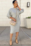 Casual O-Neck Puff Sleeve Long Sweat