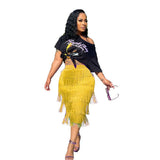 Solid Color Fringe Bodycon