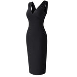 V-Neck Sleeveless High Waist Pencil