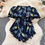 Floral Women Jumpsuits Summer Beach Wide Leg Overalls Fashion Korean Playsuits Bohemian Print Strap