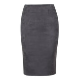 colors 2018 Women Skirt Winter Solid Suede Work Wear Package Hip Pencil Midi Skirt Autumn Winter Bodycon