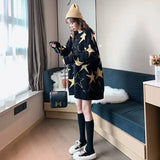 Star Pattern Pullover Women Sweater Long Sleeve Sweaters Loose Embroidery Knitted Sweater Women's Jumper Plus