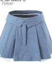 Style Pleated Stitching Mini Skirt Woman 2023 Spring Summer New Casual Streetwear Hot Girl High Waist Flanging