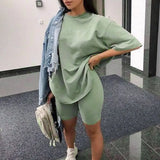 Summer casual two piece set top and pants women sets short sleeve fashion loose outfits shorts suit 2020 female co
