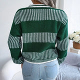 O-neck Knitted Pullover Autumn Casual Stripe Loose Sweater 2023 Long Sleeve Fashion Woman Spring Chic Soft Tops