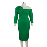 Three-Dimensional Flower Shape Feel Bra Dress Party Party Party Long-Sleeved Dress Dress Dress Dress