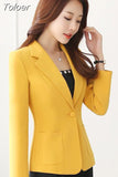Solid Color Elegant Red Blazer Women Jacket England Style Slim Fit Long Sleeve Outerwear Notched Collar Single Button