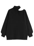 Off Shoulder Knitting Sweater Loose Fit Turtleneck Long Sleeve Women Pullovers New Fashion Tide Spring Autumn 2023