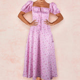 Women's Temperament Floral Lace With Short Lotus Leaf Side Holiday