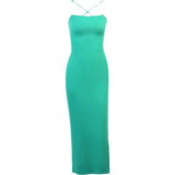 Knitted Suspender Sexy Split Dress Summer Women's Temperament Spicy Dress-Outfit