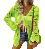 Beach Knitted Jersey In Summer 2025 Sexy Solid Color Knitted Beach Swimwear Shirt Sunscreen