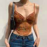 Border Trend Minority Features Printed Net Gauze Chest-Shaped Suspenders Hot Girls Wear Vest-Outfit