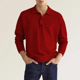Wish Autumn Long-Sleeved V-Neck Button Men's Casual Polo
