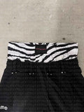 Design Drawstring Double Waist Letter Print Loose Hip Hop Sports Straight Black Broad Leg