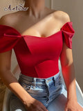 Women Satin Sexy Off Shoulder Bodycon Corset Crop Tops Ladies Solid Color Skinny Tunic Tube Tops Party