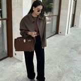 Wind Autumn New Women's Temperament Simple Collar Short Solid Color Hair