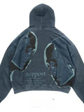 new street goth men fashion hooded letter print pattern shirt Harajuku retro Y2K couple hooded top-Outfit