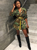 Autumn Print Jackets For Women 2022 Army Green Long Sleeve Streetwear Trench Coats Female Pocket Buttons Long