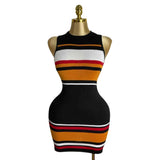 Wind Fine Shoulder Sleeveless Color Slimming Temperament Casual Striped Knitted