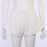 Sexy Flare Shorts Asymmetrical High Waist Shorts Elegant Button Wide Leg Women Shorts Casual Streetwear Solid