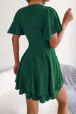 Waist Flutter Sleeve Ruffled
