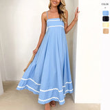Summer Slings Low-Square Collar Layered Flowing Beach Holiday Party Long