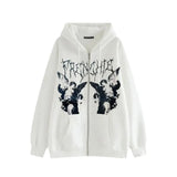Dark Jacket Coat Print Angel Fairy Womens Hoodies Hip-hop Streetwear Harajuku Anime Women Coat Zipper Y2k Women