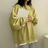 Solid Color Oversized Sweatshirt-Outfit