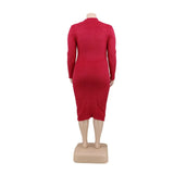Plus Size Knit Dresses for Women 2021 Elegant Solid Hollow Out Super Stretchy Maxi Dress High Quality Wholesale