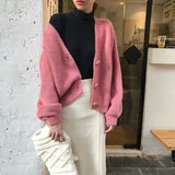 Elegant Long Sleeve Mohair Sweater Women 2020 New Single-Breasted Female Short Cardigan Soft Flexible Knitted