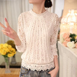 Hollow Lace 2020 Fashion Women Shirt Long Sleeve Pullover White Lace Blouse Chiffon Blouses Women Clothing Blusas 51C