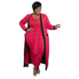 Piece Sets Plus Size Women Clothing 2021 Fall Clothes Wholesale Dress with Belt Long Sleeve Coat Matching Suits
