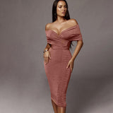 Woman Sexy Dress Multi Way Lacing Blouse High Waist Bust Pleated Skirt Fashion 2-piece Suit Set Elegant Party